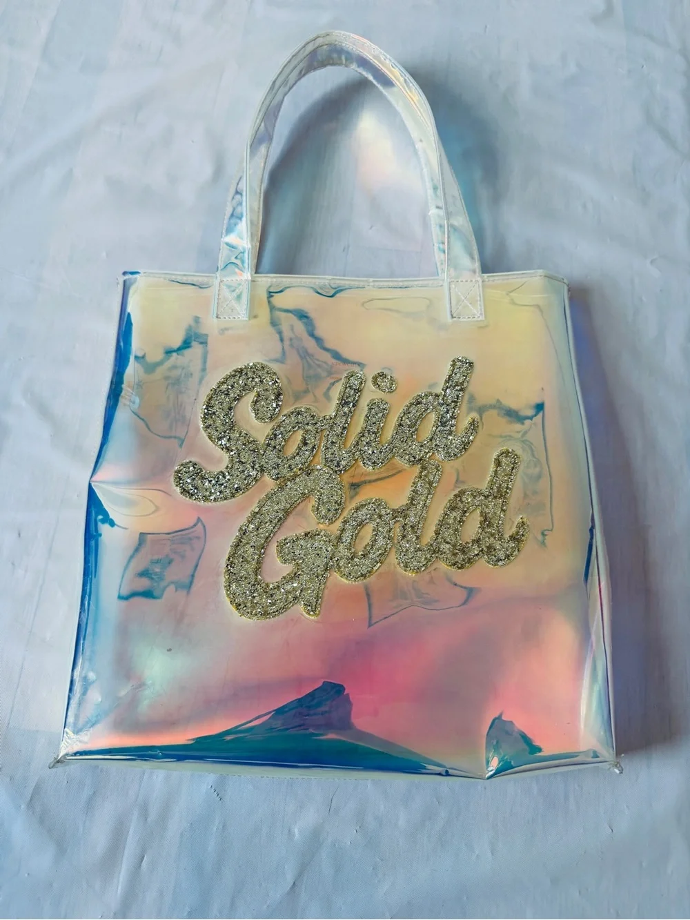 J.Crew crewcuts X Gunner & Lux solid Iridescent gold tote bag Clear Holographic